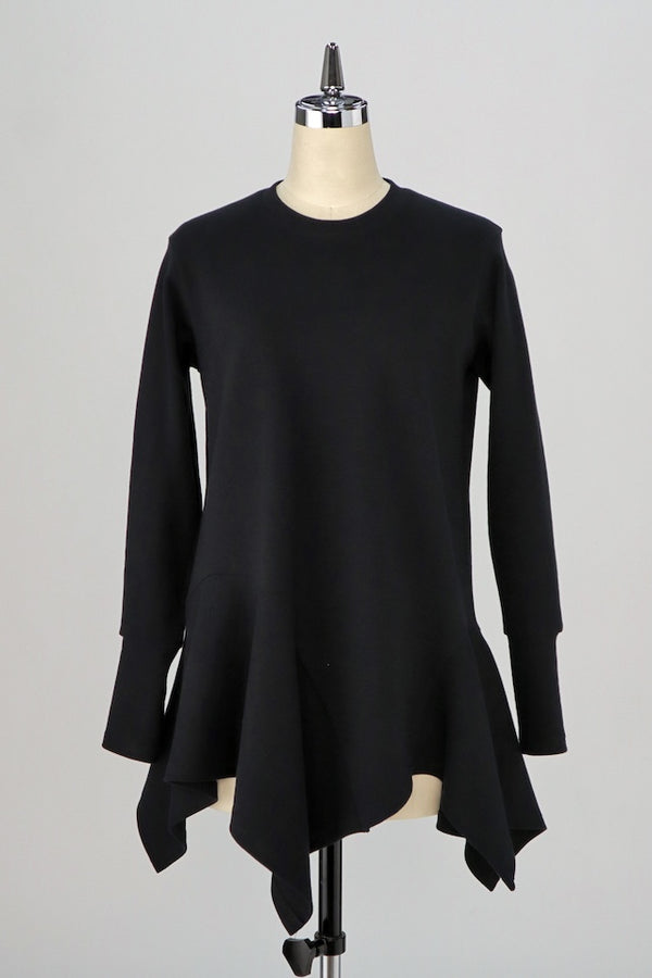 【RURI W. / ルリ】ASYMMETRIC HEM T-SHIRT / Black
