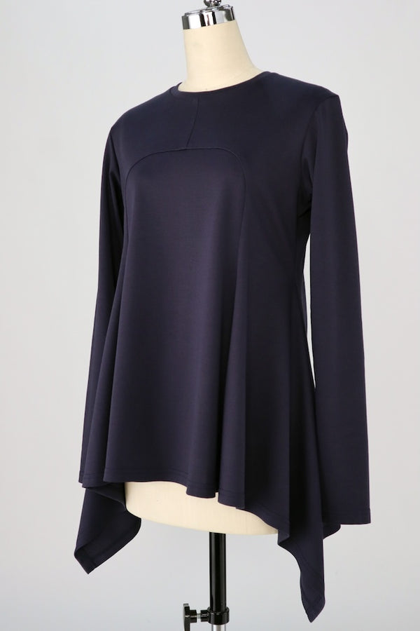 【RURI W. / ルリ】PEPLUM T-SHIRT / Navy