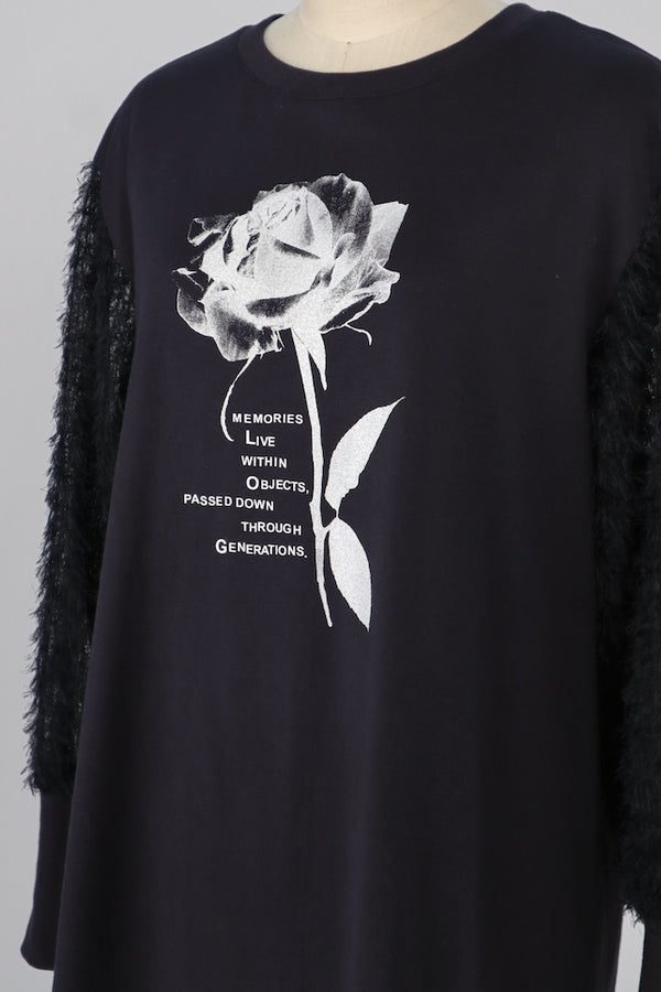 【RURI W. / ルリ】ROSE SLOGAN T-SHIRT / Navy