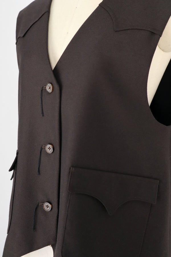 【RURI W. / ルリ】FLAP POKCKET WAISTCOAT / Chocolate Brown