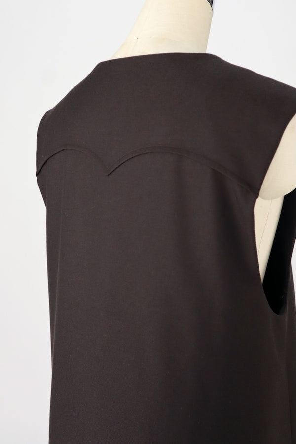 【RURI W. / ルリ】FLAP POKCKET WAISTCOAT / Chocolate Brown