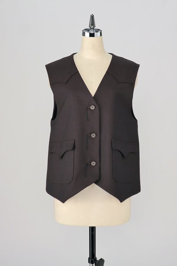 【RURI W. / ルリ】FLAP POKCKET WAISTCOAT / Chocolate Brown