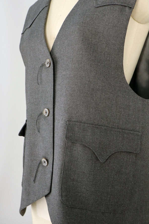 【RURI W. / ルリ】FLAP POKCKET WAISTCOAT / Charcoal Grey