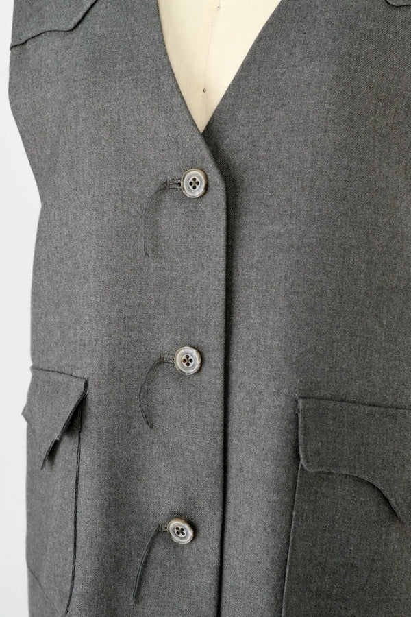 【RURI W. / ルリ】FLAP POKCKET WAISTCOAT / Charcoal Grey