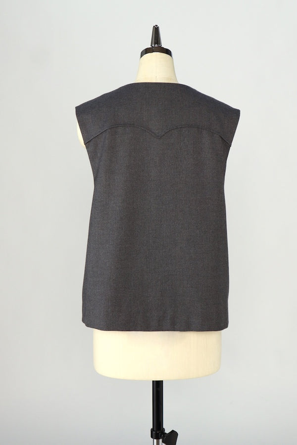 【RURI W. / ルリ】FLAP POKCKET WAISTCOAT / Charcoal Grey