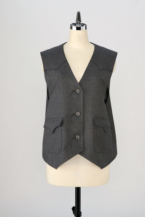 【RURI W. / ルリ】FLAP POKCKET WAISTCOAT / Charcoal Grey