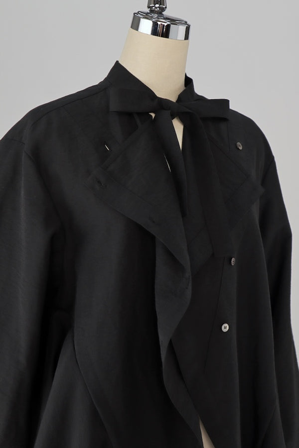 【RURI W. / ルリ】BOW TIE FLARE SHIRT / Black
