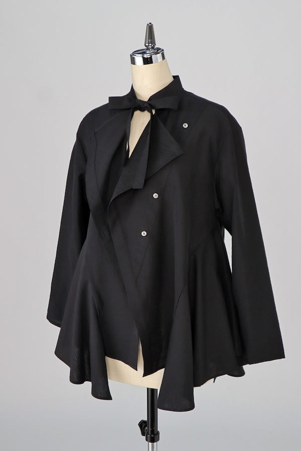 【RURI W. / ルリ】BOW TIE FLARE SHIRT / Black