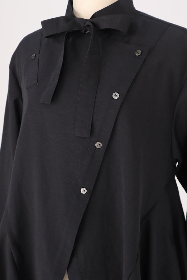 【RURI W. / ルリ】BOW TIE FLARE SHIRT / Black