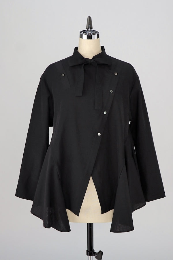 【RURI W. / ルリ】BOW TIE FLARE SHIRT / Black