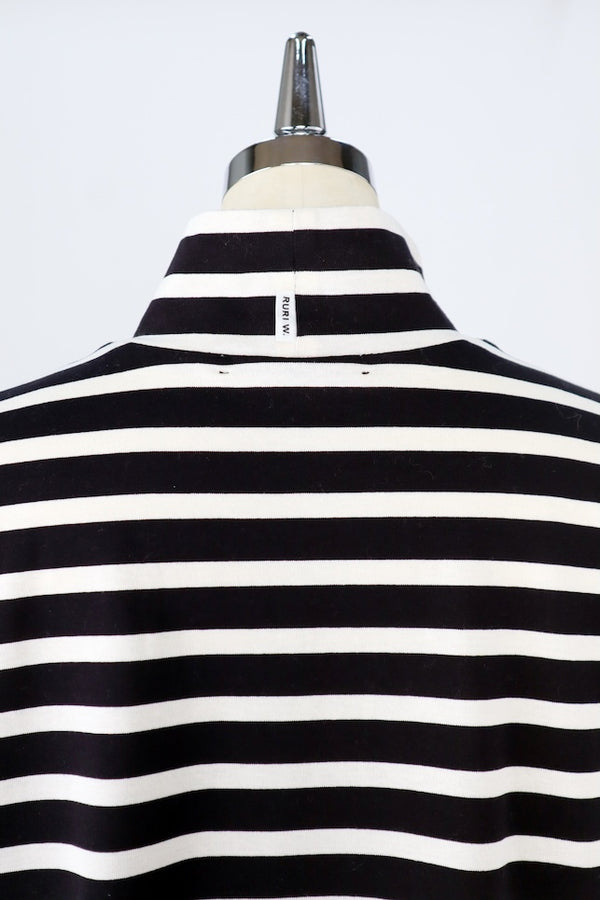 【RURI W. / ルリ】STRIPE ROSE PRINT T-SHIRT / Black × Ivory