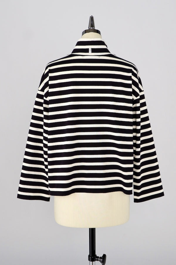 【RURI W. / ルリ】STRIPE ROSE PRINT T-SHIRT / Black × Ivory