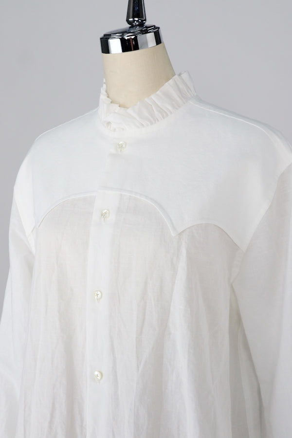【RURI W. / ルリ】FRILLED YOKE SHIRT / Off White