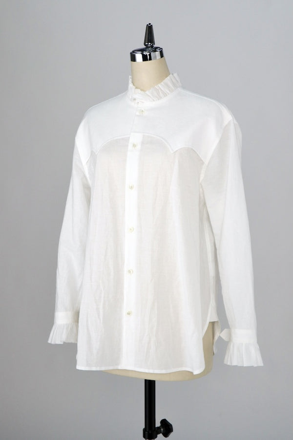 【RURI W. / ルリ】FRILLED YOKE SHIRT / Off White