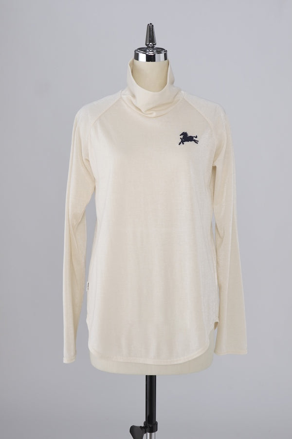 【RURI W. / ルリ】EMBROIDERED TURTLENECK T-SHIRT / Ivory