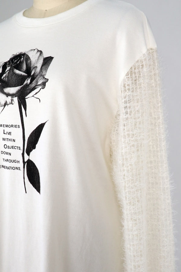 【RURI W. / ルリ】ROSE SLOGAN T-SHIRT / Off-White