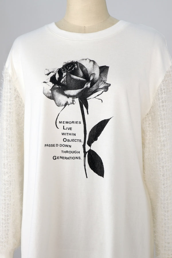 【RURI W. / ルリ】ROSE SLOGAN T-SHIRT / Off-White