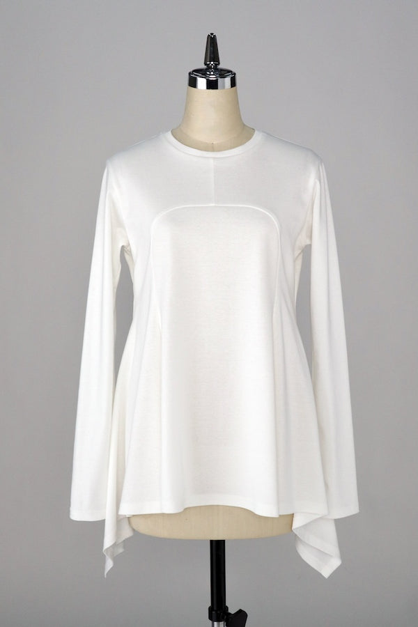 【RURI W. / ルリ】PEPLUM T-SHIRT / Off-White