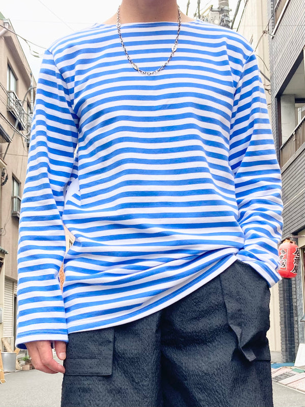 【m's braque】REMAKED BORDER TEE / Blue Border