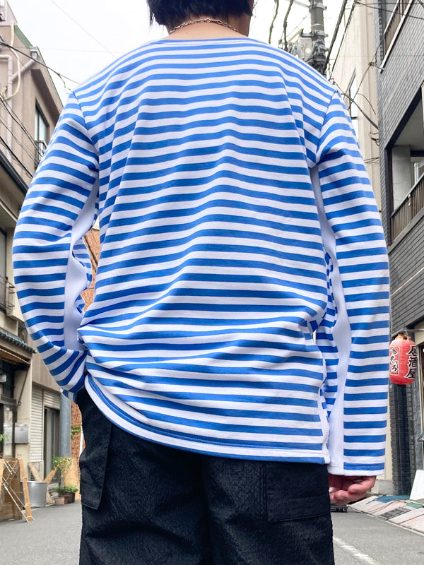 【m's braque】REMAKED BORDER TEE / Blue Border