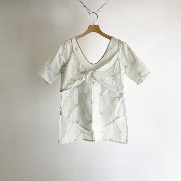 【 RIVER 】EMBROIDERED LAYERED TOP / Mint