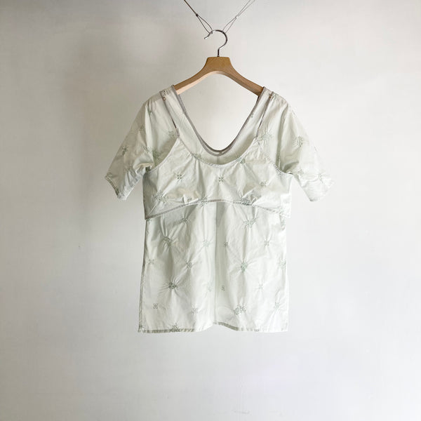 【 RIVER 】EMBROIDERED LAYERED TOP / Mint