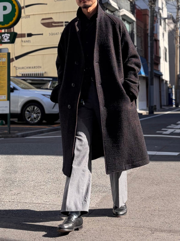 【 BLUE BLUE JAPAN 】ロービングツイード チェスターコート / Dark Navy