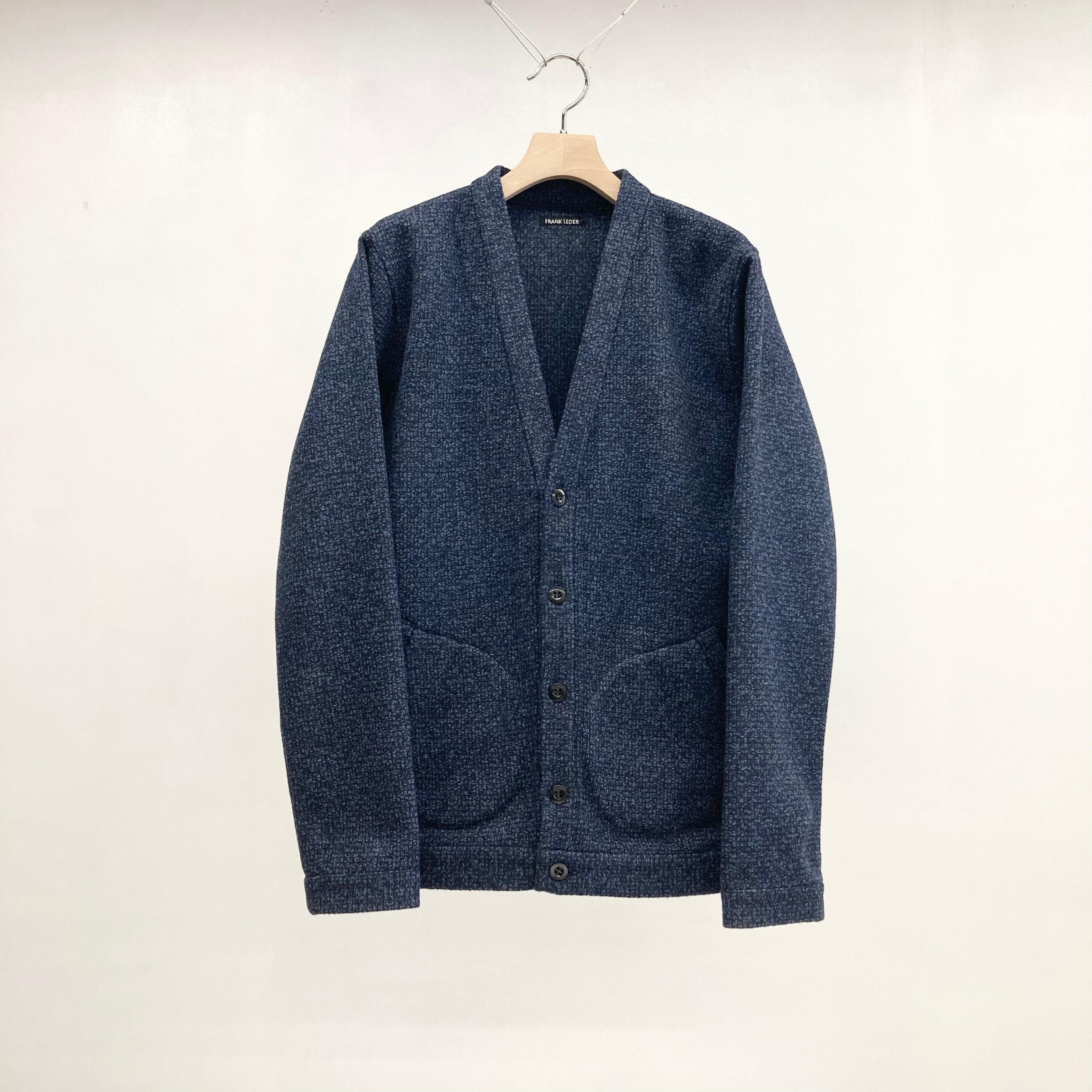 美品 フランクリーダー frank leder カーディガン 紺 茶 M frank leder / フランクリーダー】BLUE WOOL CARDIGAN / Blue