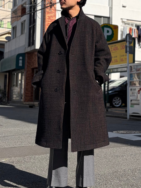 【 BLUE BLUE JAPAN 】ロービングツイード チェスターコート / Dark Navy