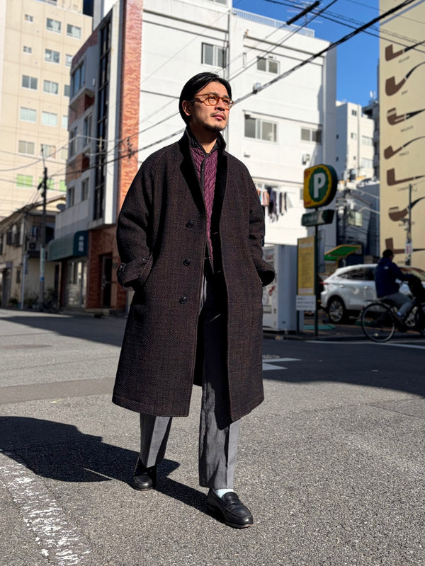 【 BLUE BLUE JAPAN 】ロービングツイード チェスターコート / Dark Navy