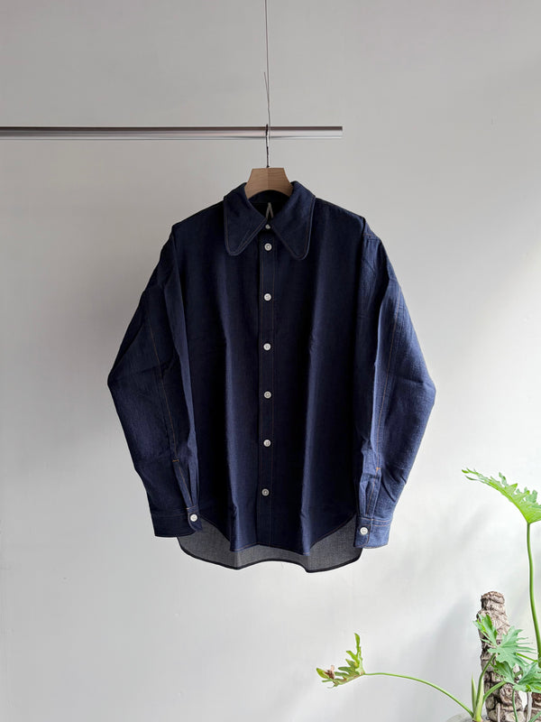 【m's braque】DOG EAR COLLAR SHIRT / Light Indigo