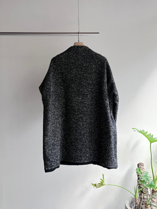 【m's braque】FULLY LINED STAND COLLAR OVERSIZED TUNIC / Black & White