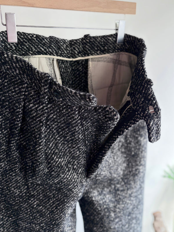 【 m's braque 】CROPPED BAGGY PANTS / Black × White