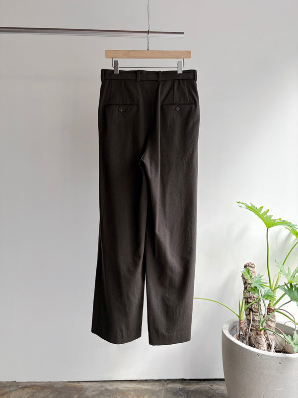 【 m's braque 】BELTED BAGGY PANTS / Brown Stripe