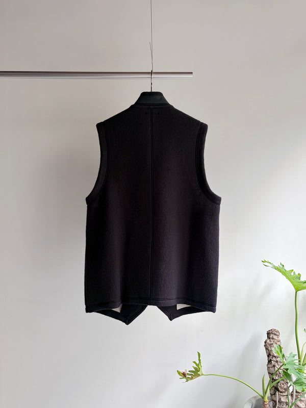 【 HORTENSE 】WOOL FLEECE VEST / Black