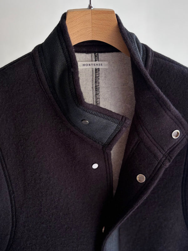 【 HORTENSE 】WOOL FLEECE VEST / Black