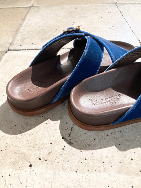 【 lanapo 】CLOSS STRAP SANDALS / Blue