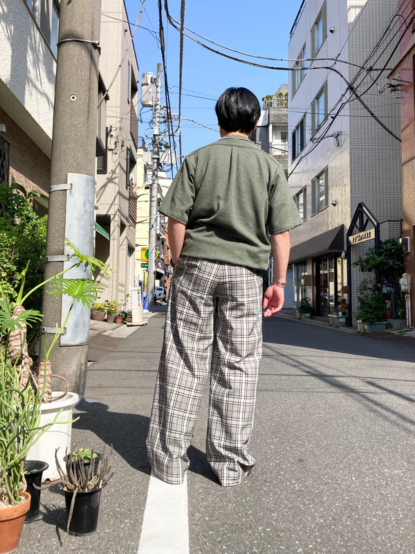 【m's braque】TUCKED BAGGY PANTS / Grey Check