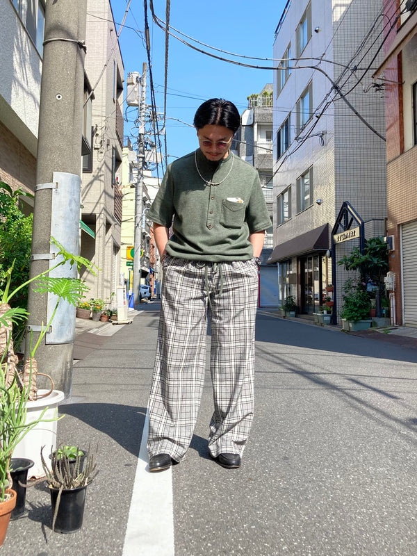 【m's braque】TUCKED BAGGY PANTS / Grey Check