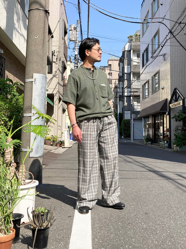 【m's braque】TUCKED BAGGY PANTS / Grey Check