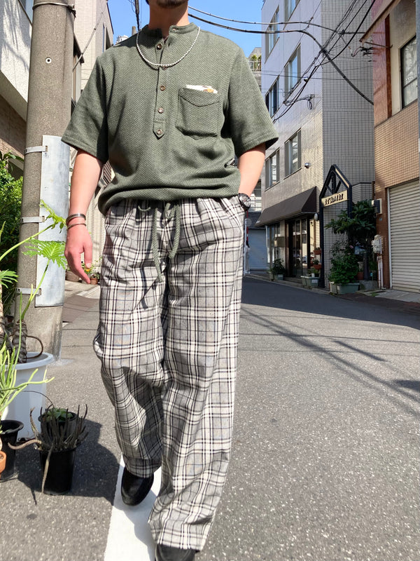 【m's braque】TUCKED BAGGY PANTS / Grey Check