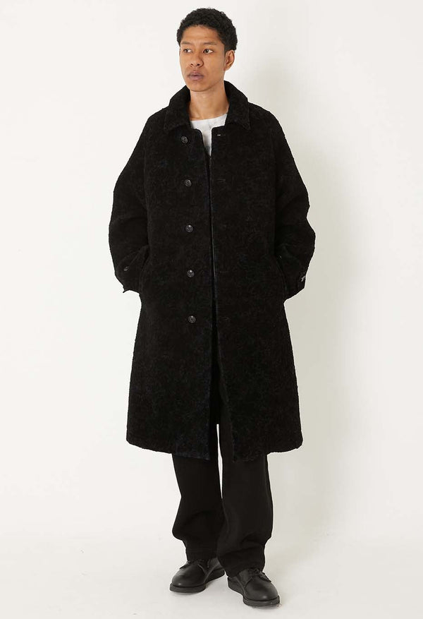 【 BLUE BLUE JAPAN 】ループヤーンフロッキー バルマカンコート / Dark Navy