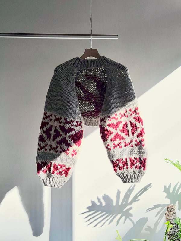 【 RhodolirioN 】COWICHAN KNIT BOLERO / Greige