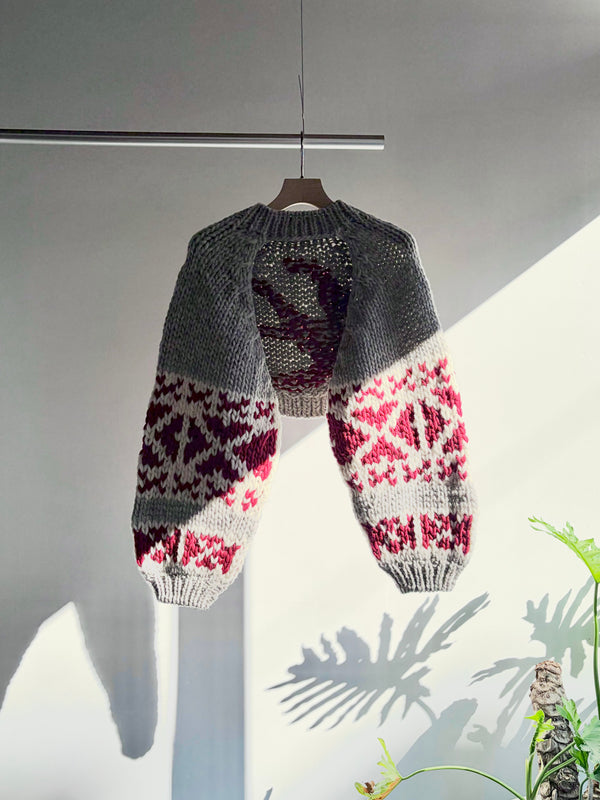 【 RhodolirioN 】COWICHAN KNIT BOLERO / Greige