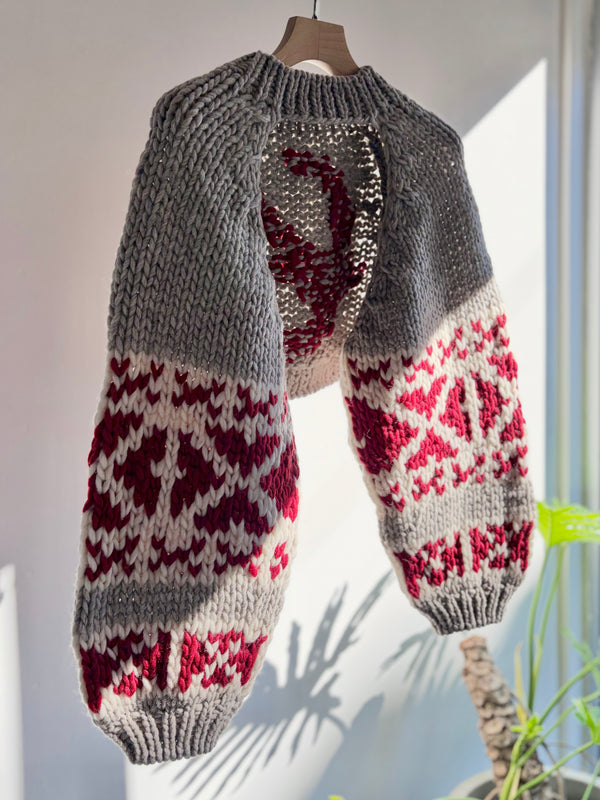 【 RhodolirioN 】COWICHAN KNIT BOLERO / Greige