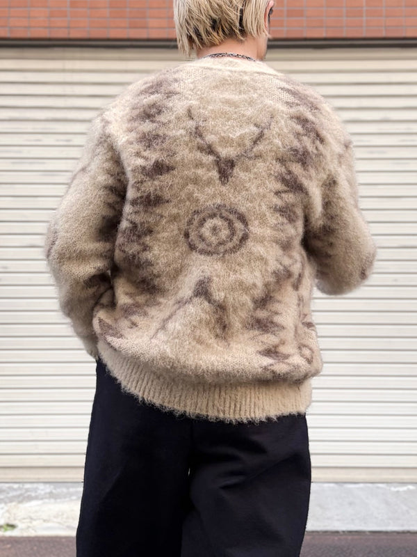 【 South2 West8 】V-NECK CARDIGAN SWEATER - SKULL&TARGET - / Beige