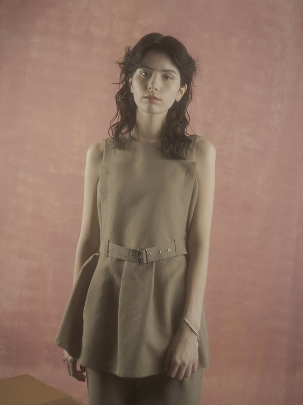 【RURI W. / ルリ】BELTED BLOUSE / Brown