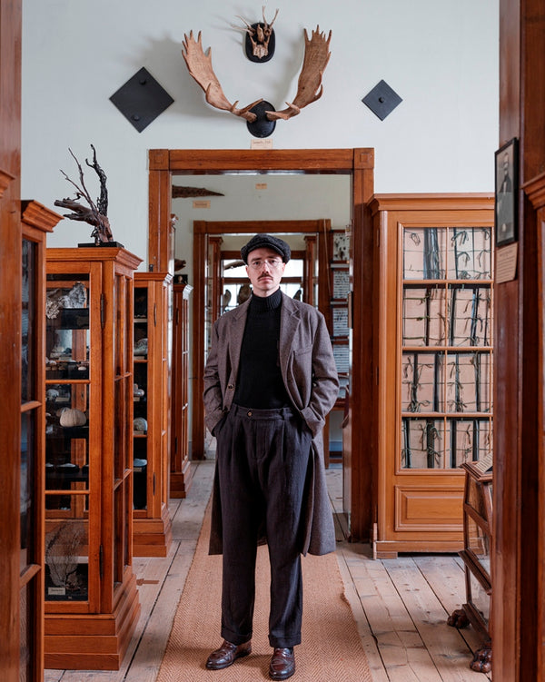 【frank leder / フランクリーダー】GREY PATTERNED WOOL COAT / Light Grey