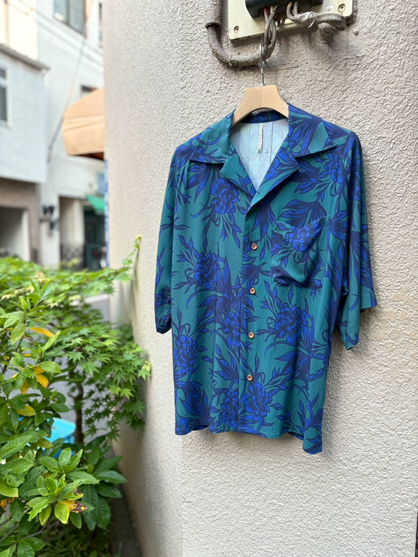 【m's braque】ALOHA SHIRT / Blue×Green