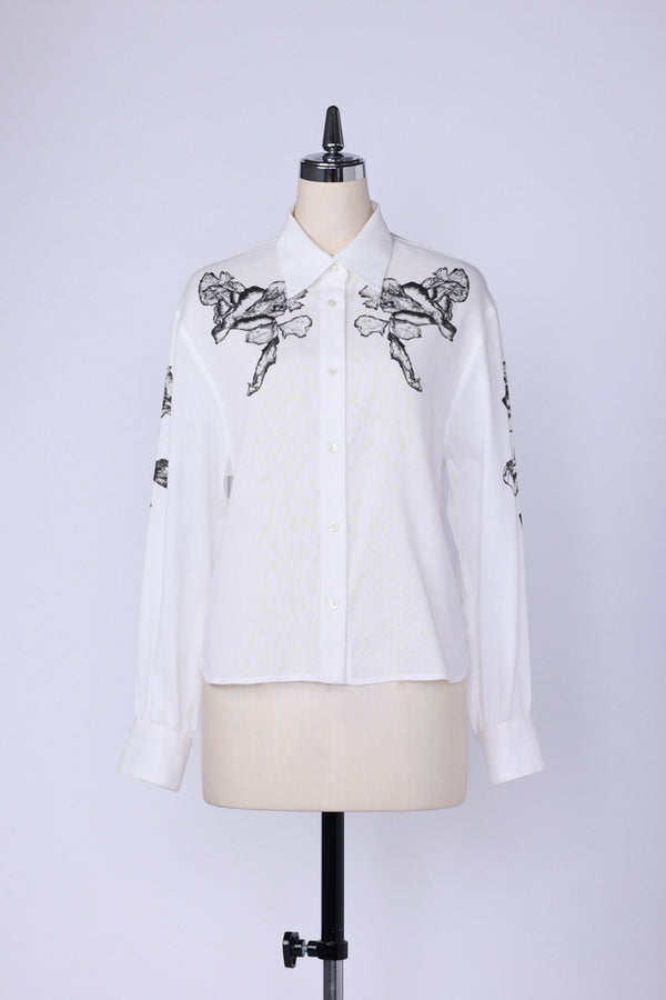【RURI W. / ルリ】ROSE COTTON LINEN SHIRT / White